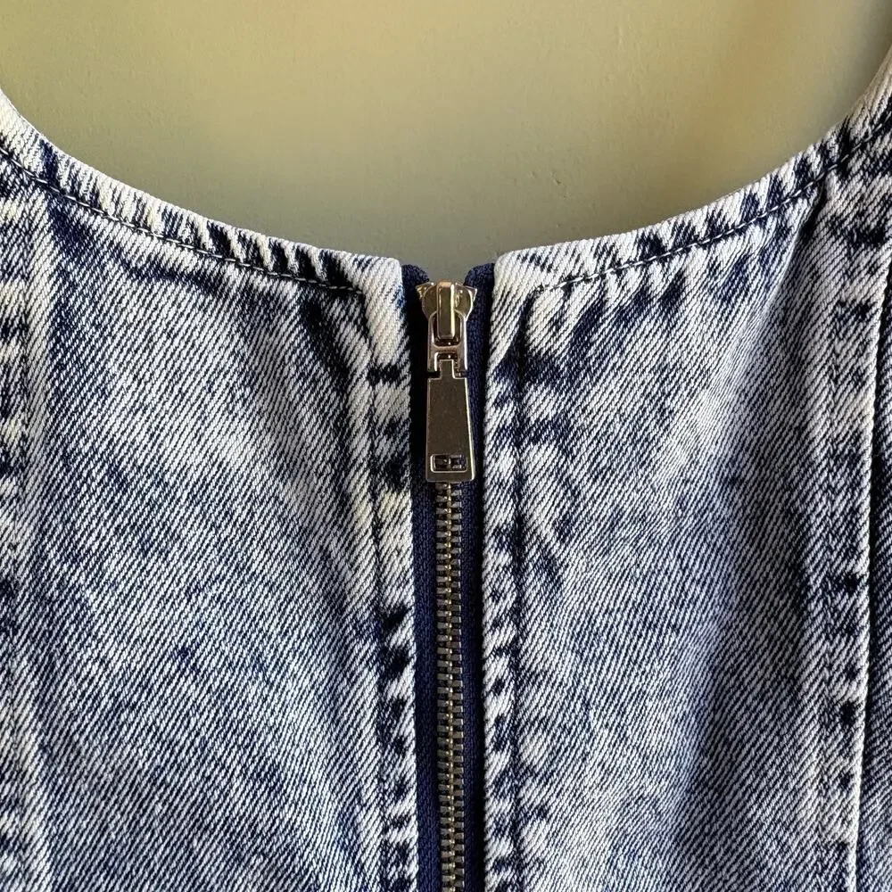 New CULPOS x INC Denim Sleeveless Bodysuit Acid Wash Y2K Festival Retro 90s Sz 4 - Picture 7 of 13